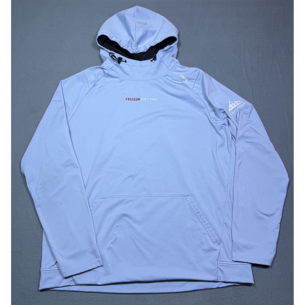 UNRL Hoodie Mens XL Baby Blue Performance Fold Of Honor Freedom Isnt Free USA